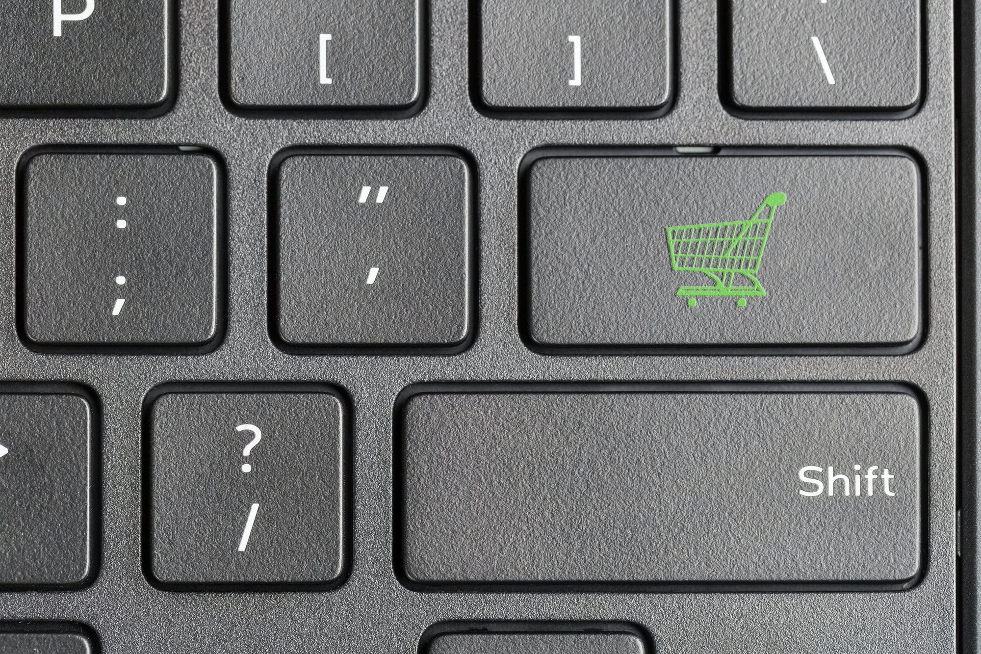 shopping cart icon on computer keyboard